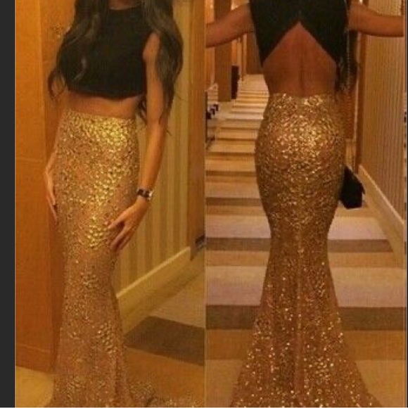 Gold sequin mermaid skirt size 0 - Picture 4 of 12